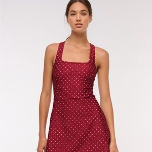 Abercrombie & Fitch Burgundy Polka Dot ActiveWear Dress EASY PEEZY SHORTS